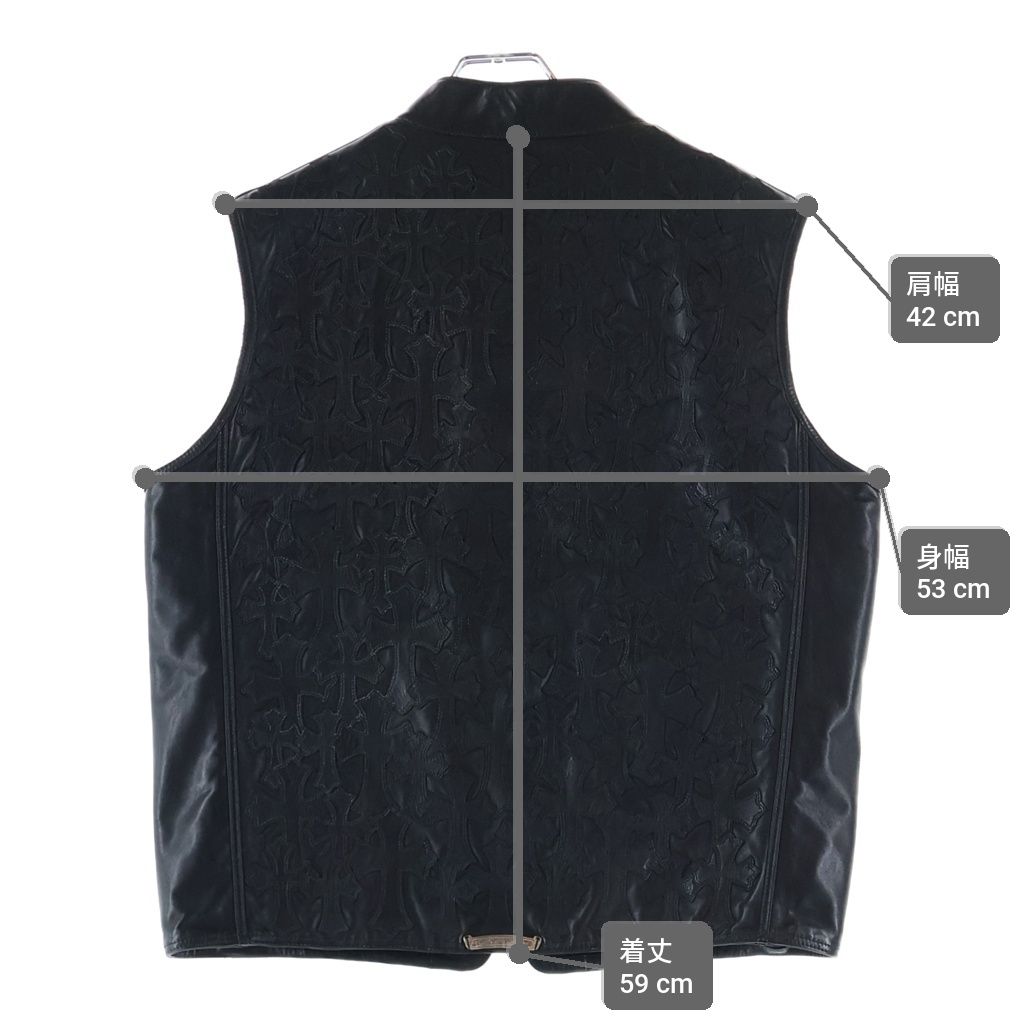 Chrome Hearts Papa Cemetery Cross Patch Leather Vest Black — view 9