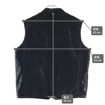 Chrome Hearts Papa Cemetery Cross Patch Leather Vest Black — view 9