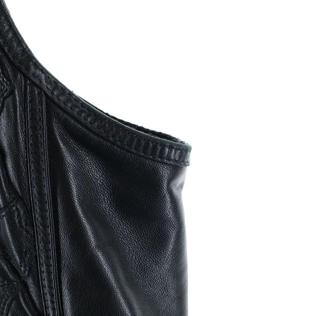 Chrome Hearts Papa Cemetery Cross Patch Leather Vest Black — view 6