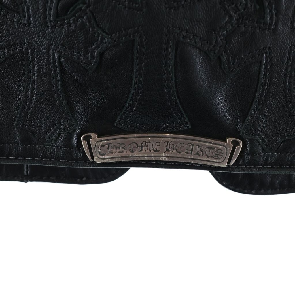 Chrome Hearts Papa Cemetery Cross Patch Leather Vest Black — view 8
