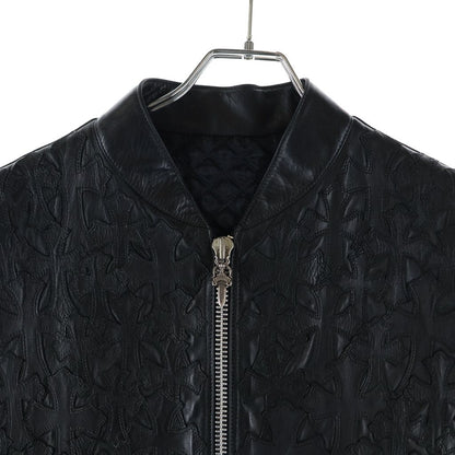 Chrome Hearts Papa Cemetery Cross Patch Leather Vest Black — view 3