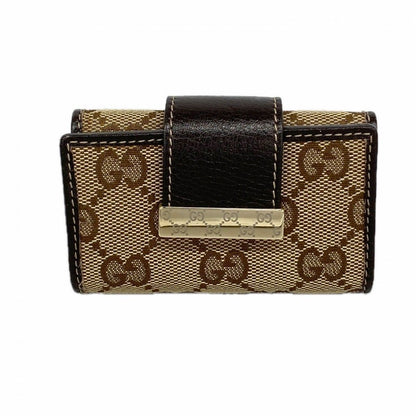 Gucci Key Case GG Canvas Beige Champagne Gold Key Holder