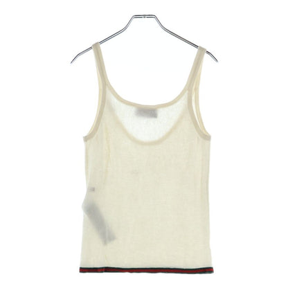 Gucci Fine Rib Cashmere Camisole Tank Top Ivory Green — view 2