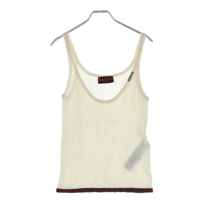 Gucci Fine Rib Cashmere Camisole Tank Top Ivory Green