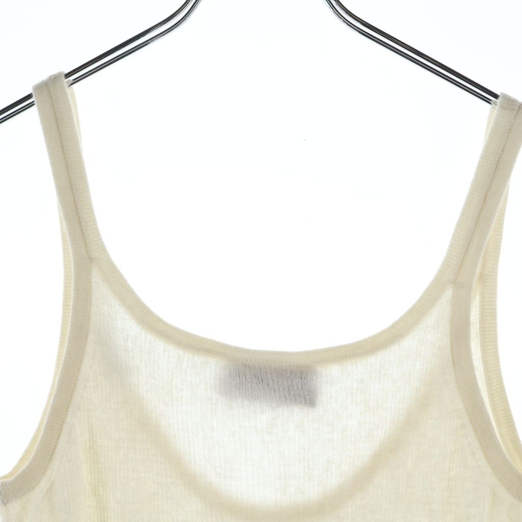 Gucci Fine Rib Cashmere Camisole Tank Top Ivory Green — view 4