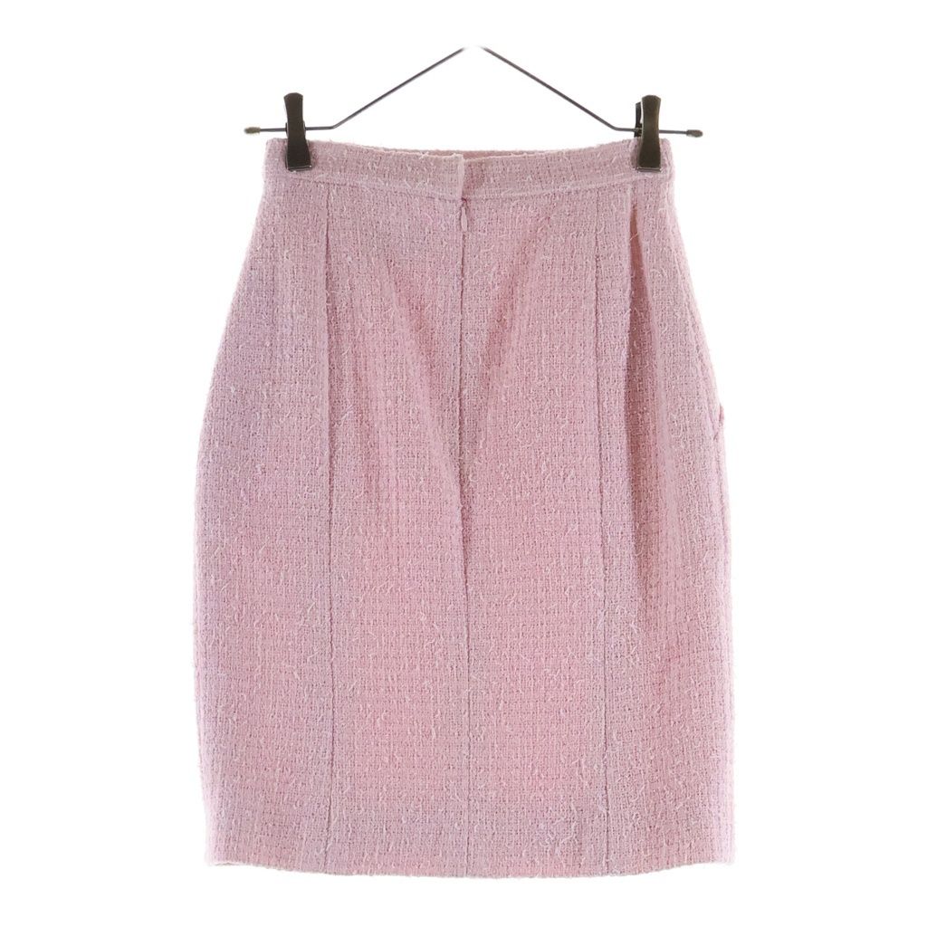 Chanel Coco Button Knee Length Tweed Skirt Pink 34 — view 2