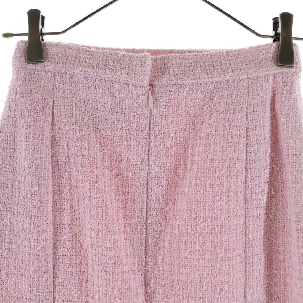 Chanel Coco Button Knee Length Tweed Skirt Pink 34 — view 4