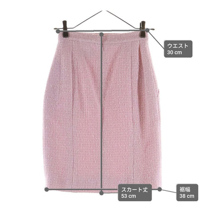 Chanel Coco Button Knee Length Tweed Skirt Pink 34 — view 9