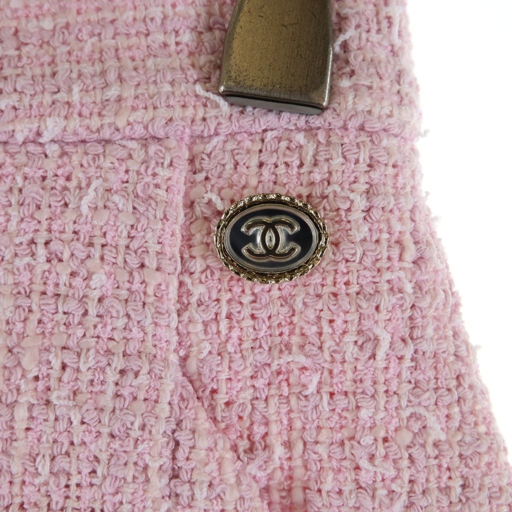 Chanel Coco Button Knee Length Tweed Skirt Pink 34 — view 5