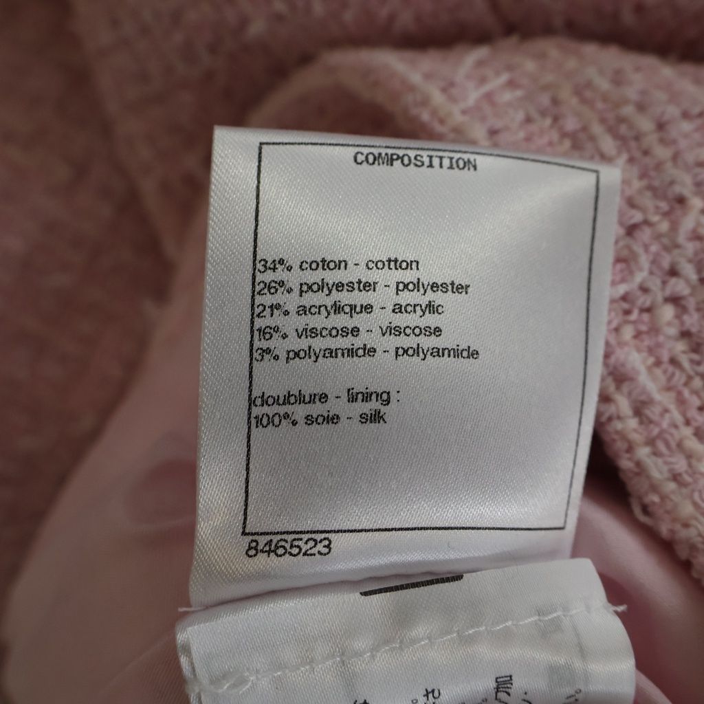 Chanel Coco Button Knee Length Tweed Skirt Pink 34 — view 7
