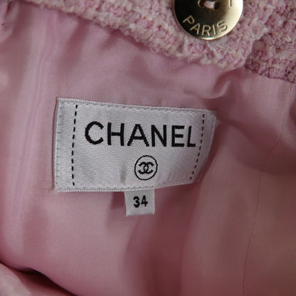 Chanel Coco Button Knee Length Tweed Skirt Pink 34 — view 6