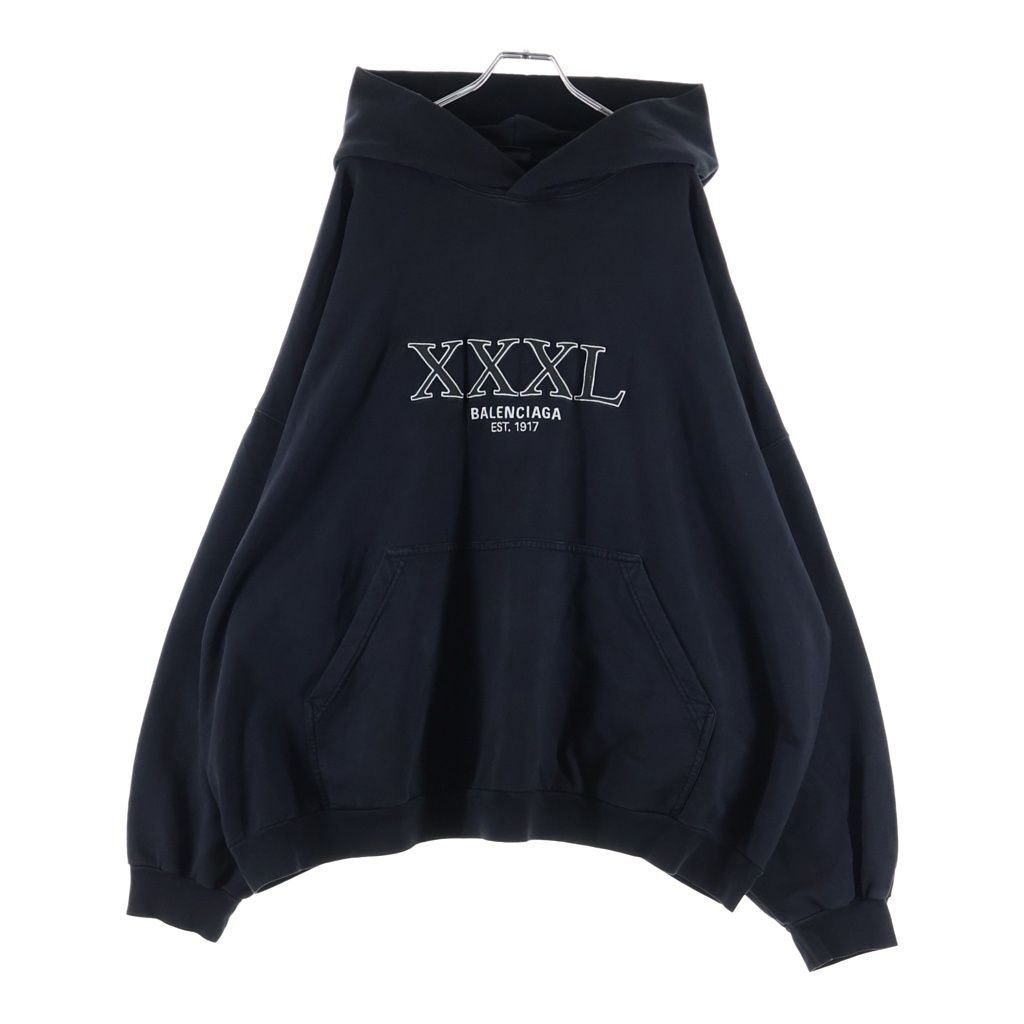 Balenciaga Hoodie Logo Embroidery Pullover Black