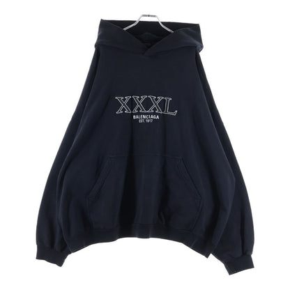 Balenciaga Hoodie Logo Embroidery Pullover Black