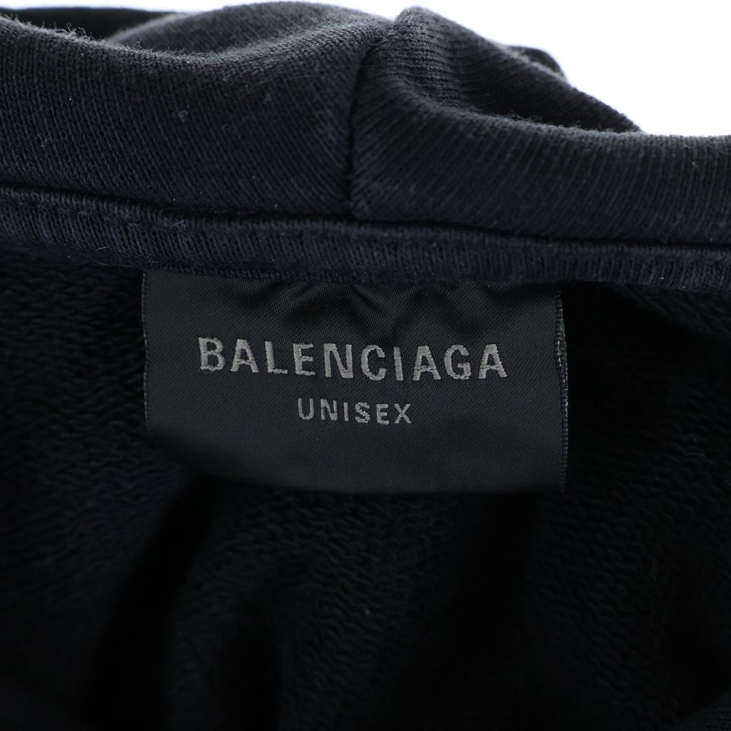 Balenciaga Hoodie Logo Embroidery Pullover Black — view 6