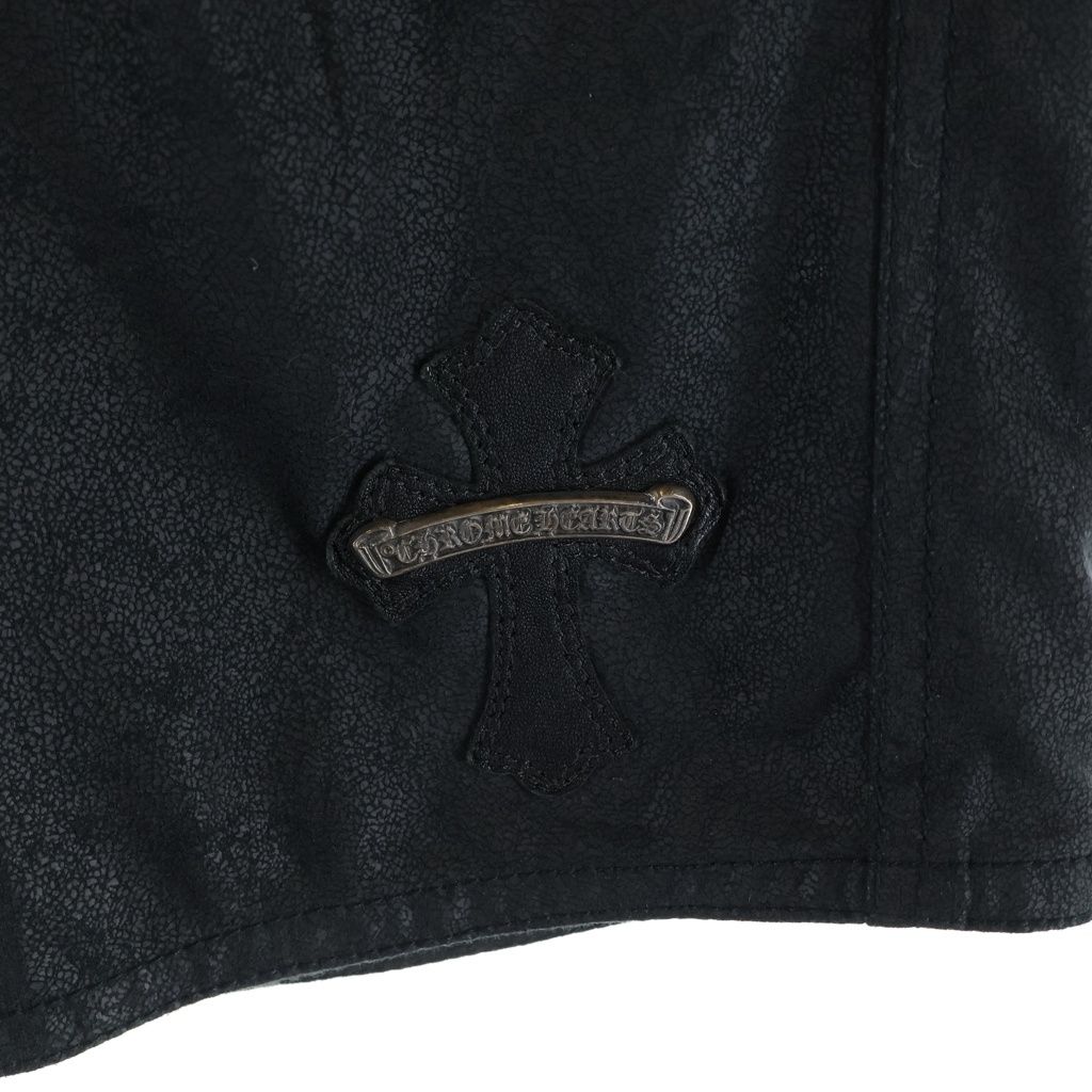 Chrome Hearts Lambskin Shorts Black with Cross Patch — view 6