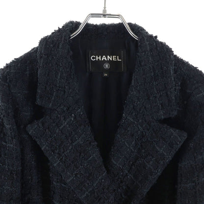 Chanel Coco Button Tweed Jacket Black Wool — view 3