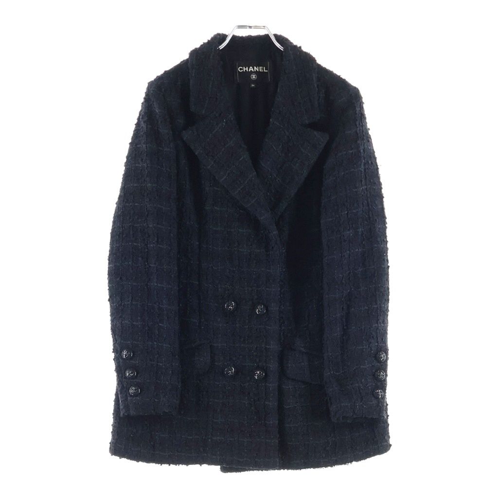Chanel Coco Button Tweed Jacket Black Wool