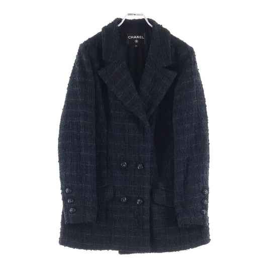 Chanel Coco Button Tweed Jacket Black Wool