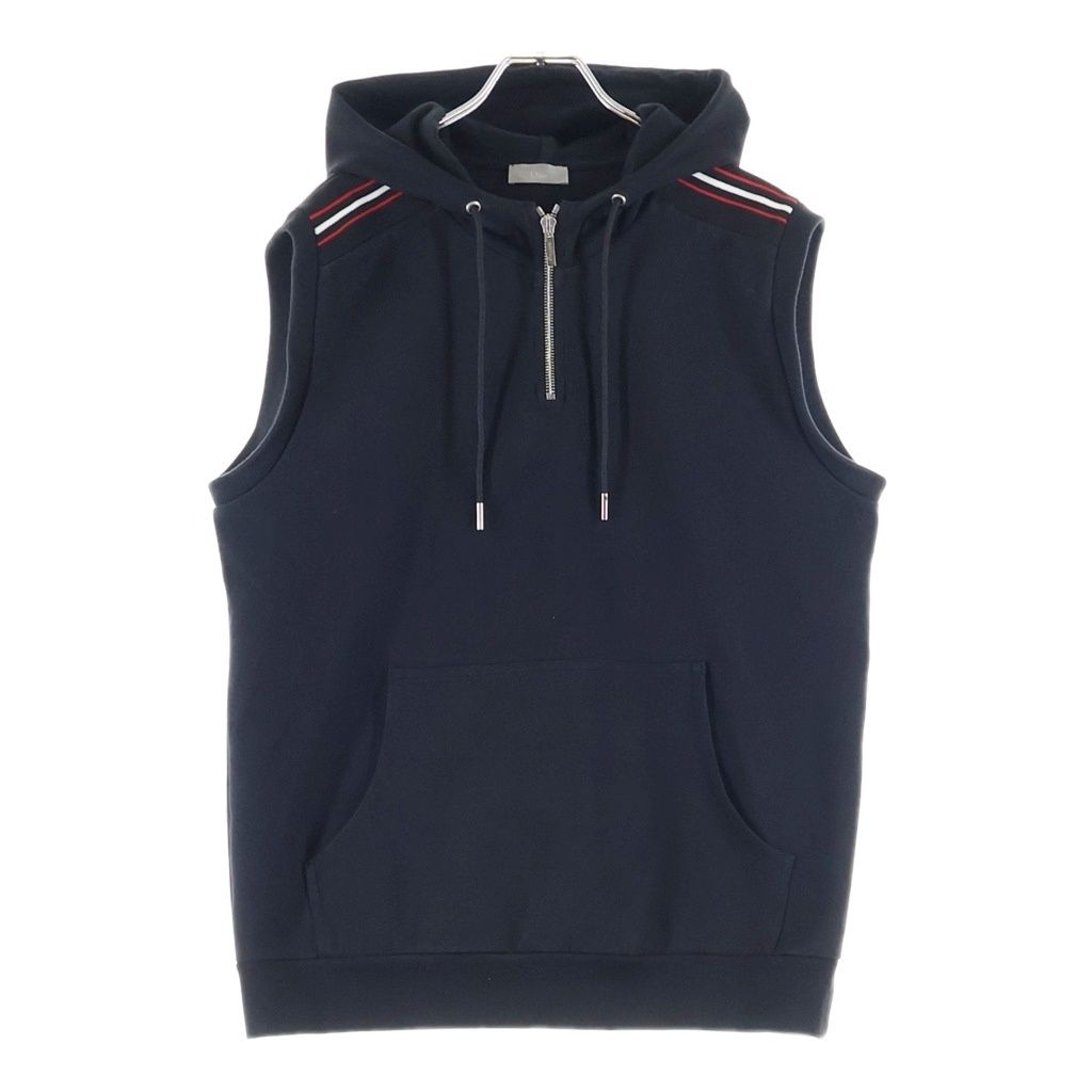 Dior Homme Half Zip Dead Side Line Sleeveless Hoodie Black