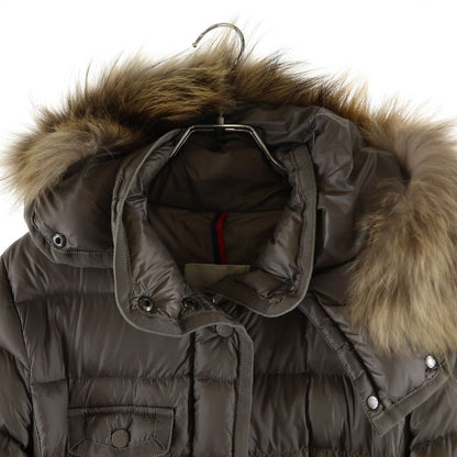 Moncler Hermifur Long Down Jacket Beige — view 3