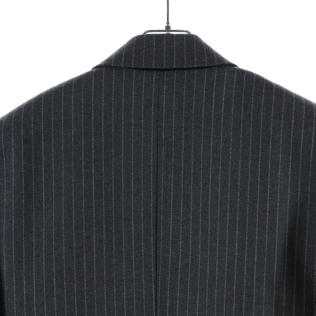 Saint Laurent Paris Striped Pattern Double Breasted Wool Tailored Jacket Gray — view 4