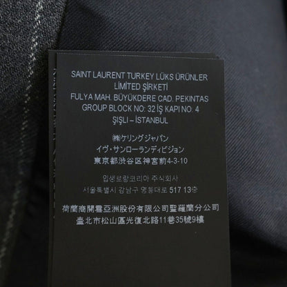 Saint Laurent Paris Striped Pattern Double Breasted Wool Tailored Jacket Gray — view 8