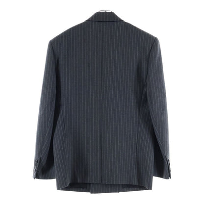 Saint Laurent Paris Striped Pattern Double Breasted Wool Tailored Jacket Gray — view 2