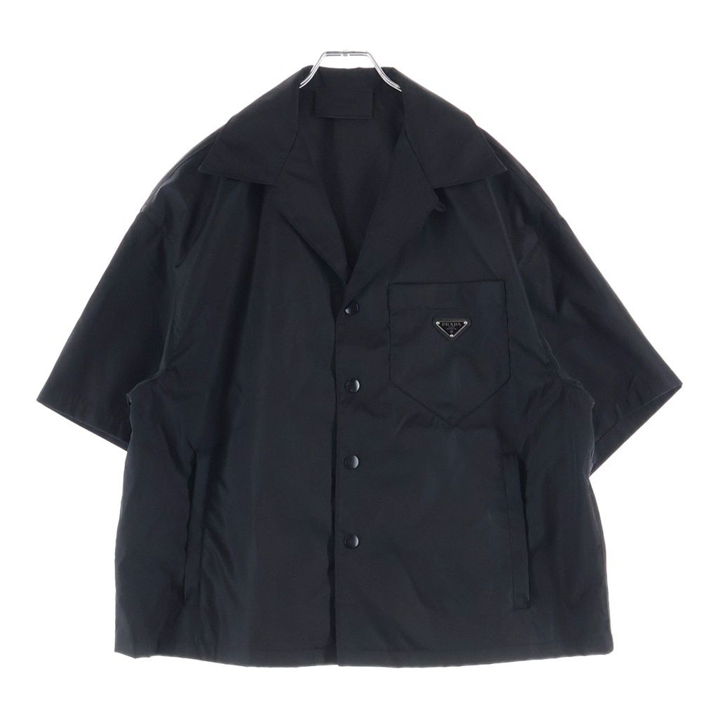 Prada Re-Nylon Short Sleeve Open Collar Shirt Black