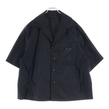 Prada Re-Nylon Short Sleeve Open Collar Shirt Black