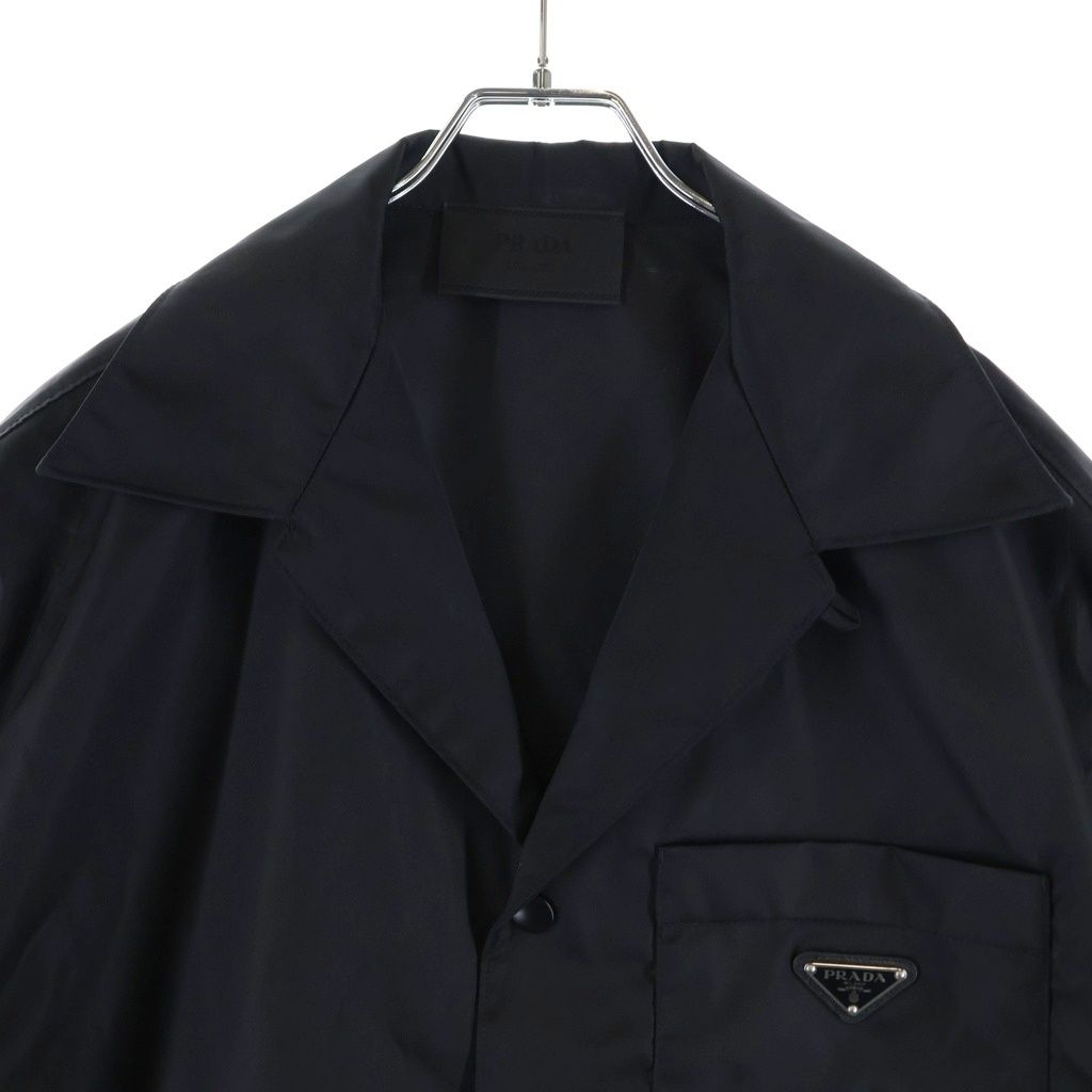 Prada Re-Nylon Short Sleeve Open Collar Shirt Black — view 3