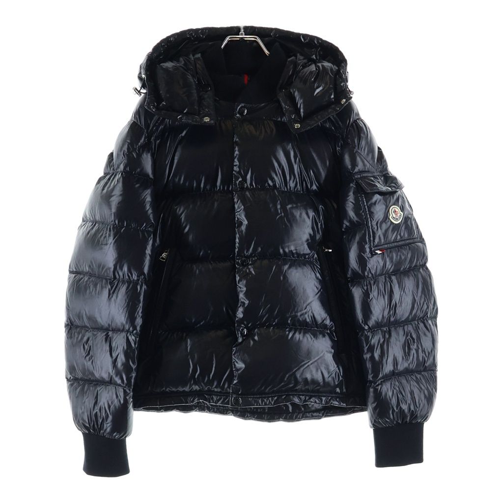 Moncler Maljasset Sleeve Logo Patch Hooded Zip Up Jacket Black