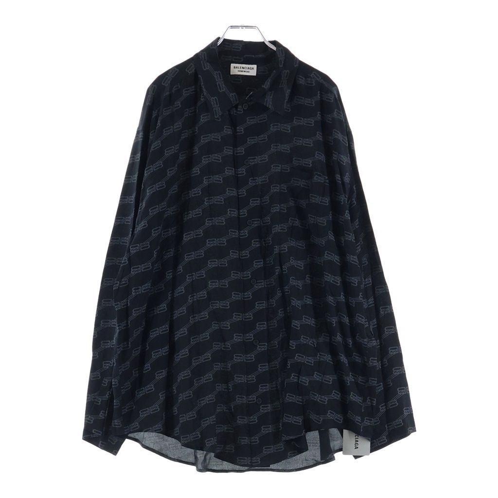 Balenciaga Logo Monogram Long Sleeve Shirt Black