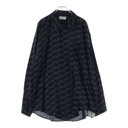 Balenciaga Logo Monogram Long Sleeve Shirt Black