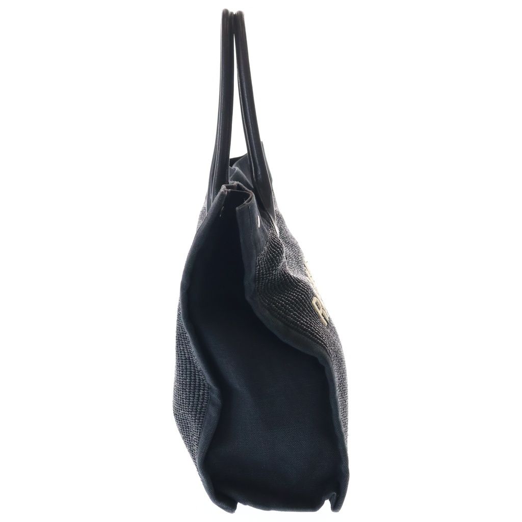 Saint Laurent Paris Raffia Maxi Rive Gauche Shopper Tote Canvas Black — view 3