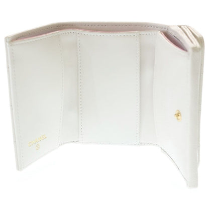 Chanel CC Logo Quilted Small Flap Compact Wallet Trifold White Pink Seal — view 4