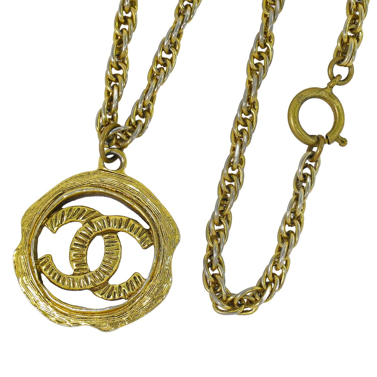 Chanel CC Logo Necklace Pendant Gold Plated