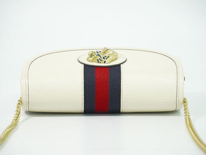Gucci Rajah Tiger Head Sherry Line Chain Shoulder Bag Pochette Leather White — view 5