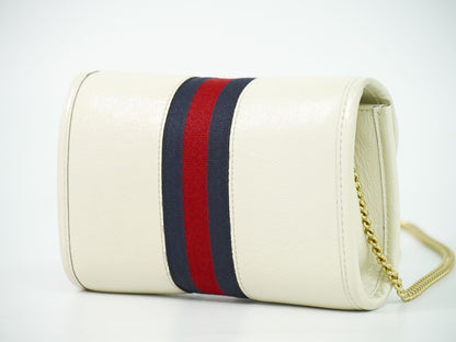 Gucci Rajah Tiger Head Sherry Line Chain Shoulder Bag Pochette Leather White — view 2