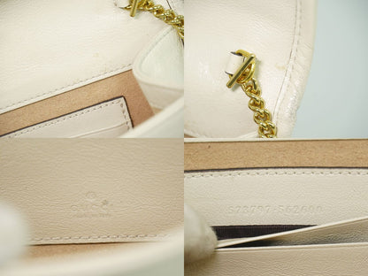 Gucci Rajah Tiger Head Sherry Line Chain Shoulder Bag Pochette Leather White — view 9