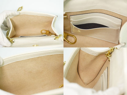 Gucci Rajah Tiger Head Sherry Line Chain Shoulder Bag Pochette Leather White — view 8