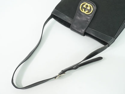 Gucci Vintage GG Canvas Shoulder Bag Black — view 4