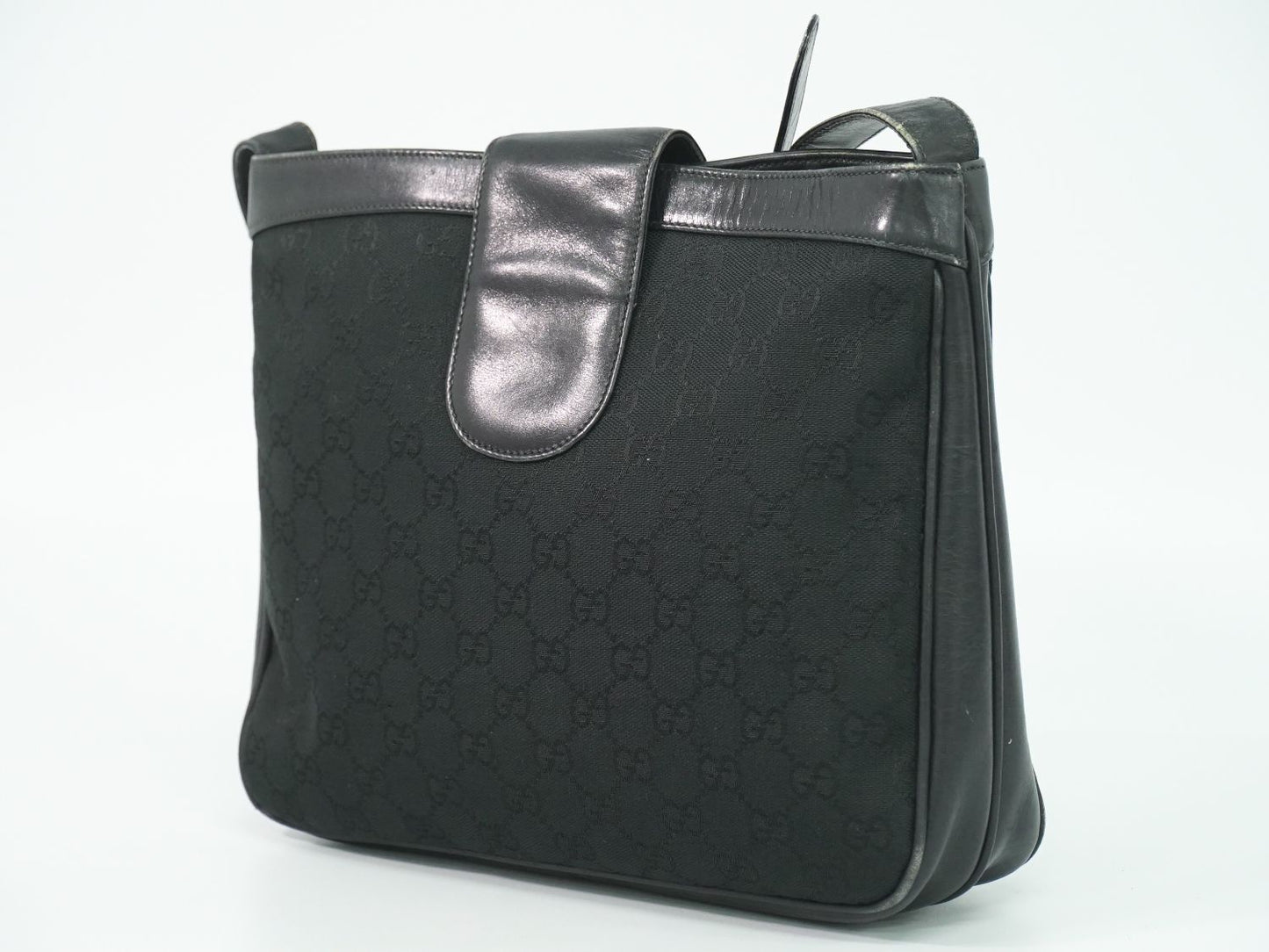 Gucci Vintage GG Canvas Shoulder Bag Black — view 2