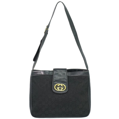 Gucci Vintage GG Canvas Shoulder Bag Black