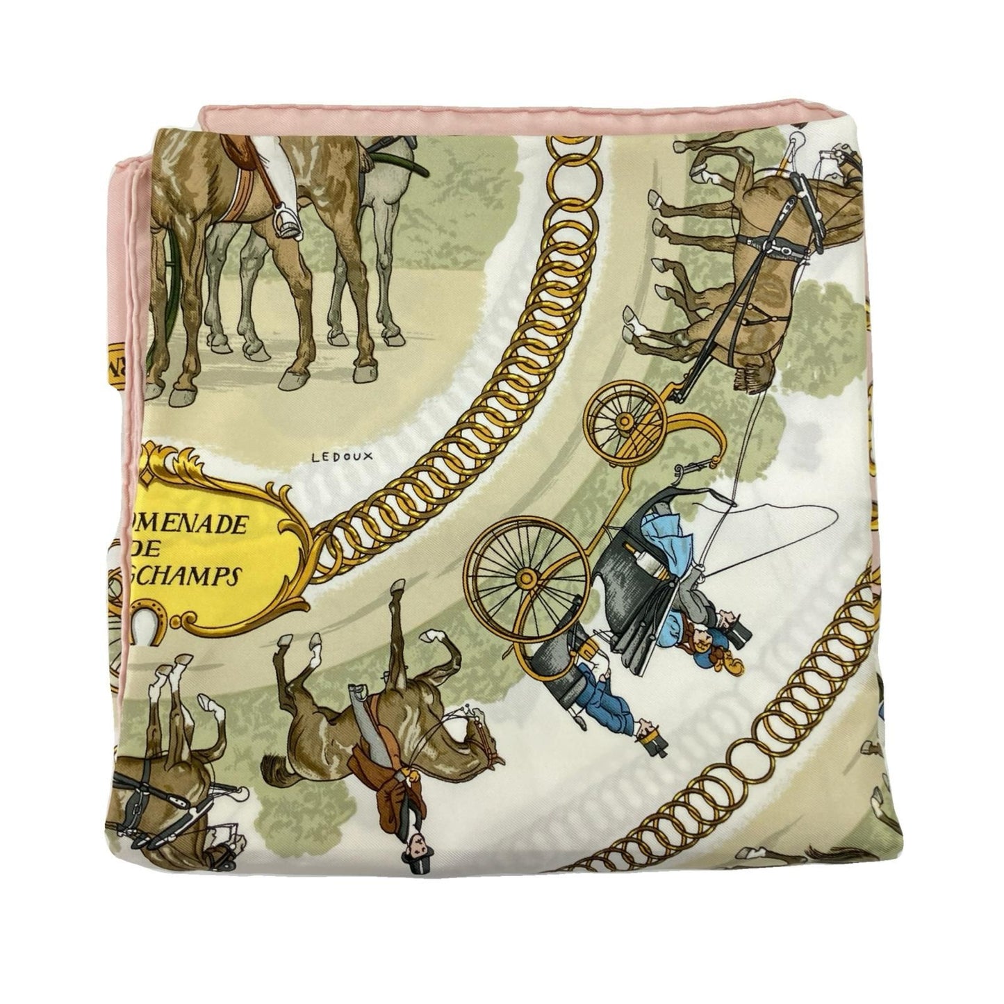 Hermes Scarf Carre 90 Walk to Long Chien Pink White — view 5