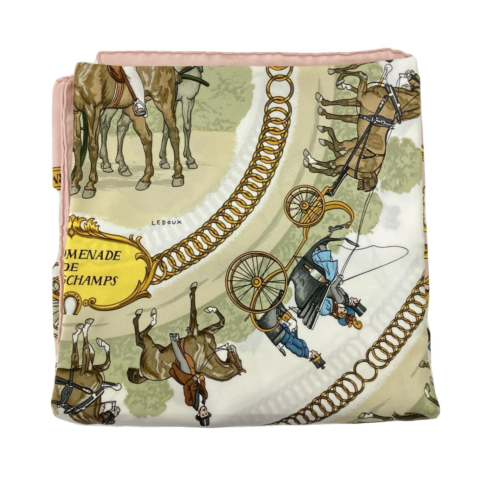 Hermes Scarf Carre 90 Walk to Long Chien Pink White — view 5