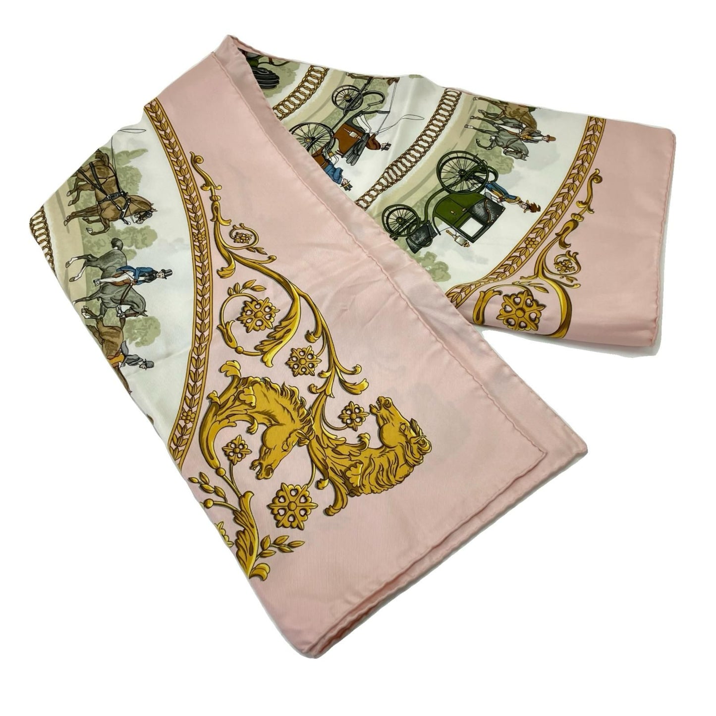 Hermes Scarf Carre 90 Walk to Long Chien Pink White — view 4