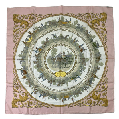 Hermes Scarf Carre 90 Walk to Long Chien Pink White — view 2