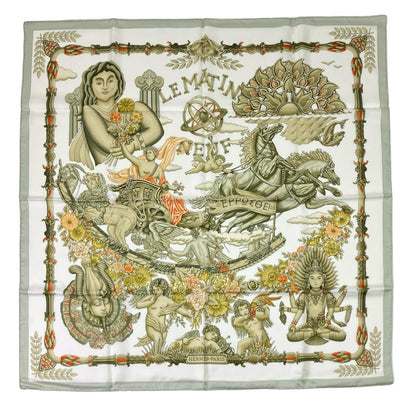 Hermes Carre 90 New Morning White Green Scarf — view 4