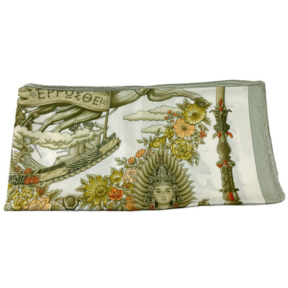 Hermes Carre 90 New Morning White Green Scarf — view 8