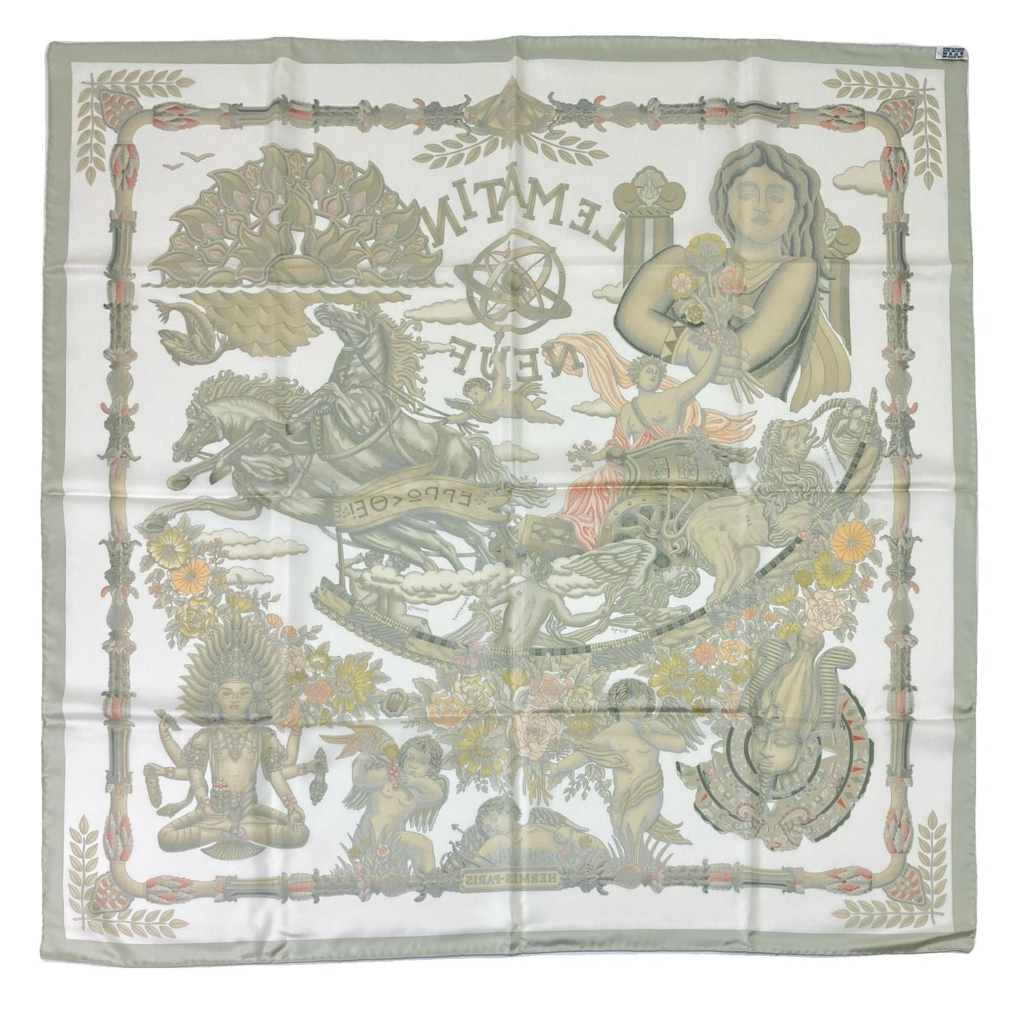 Hermes Carre 90 New Morning White Green Scarf — view 5